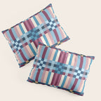 Woven Checks and Stripes Blue Burgundy Pillow Sham Gallery Image 3