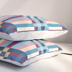 Woven Checks and Stripes Blue Burgundy Pillow Sham Gallery Image 3