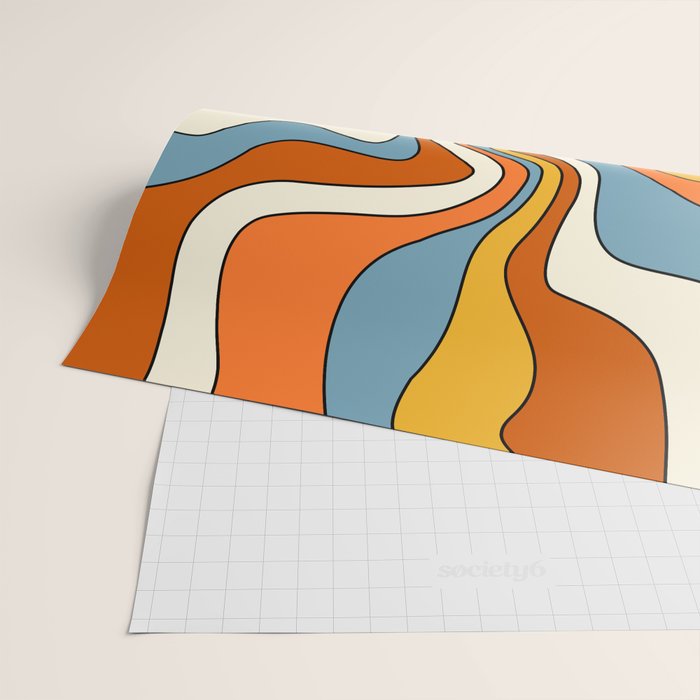 Retro Groovy Sun, 70s Print Wrapping Paper Gallery Image 2