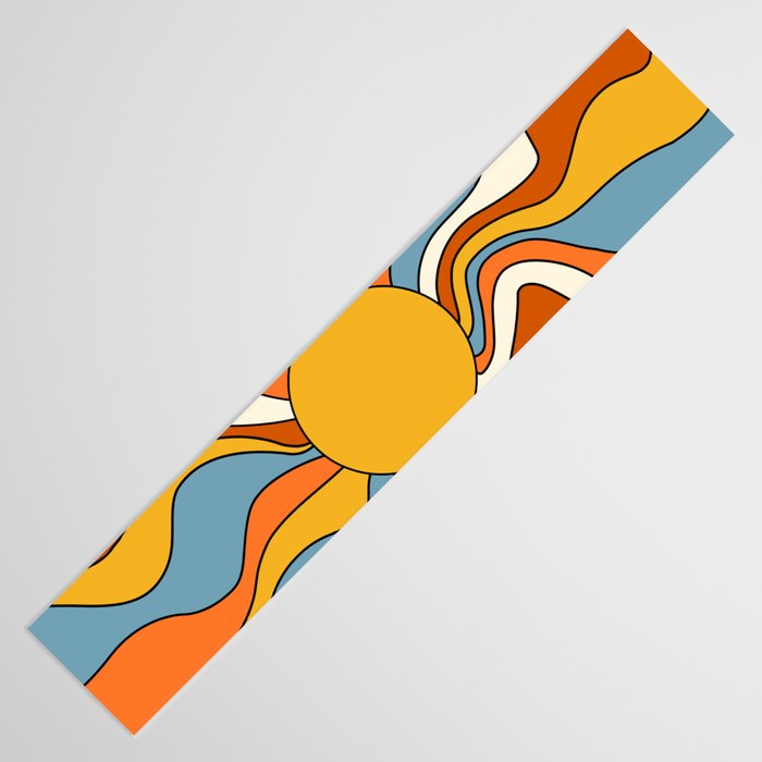 Retro Groovy Sun, 70s Print Table Runner Gallery Image 3
