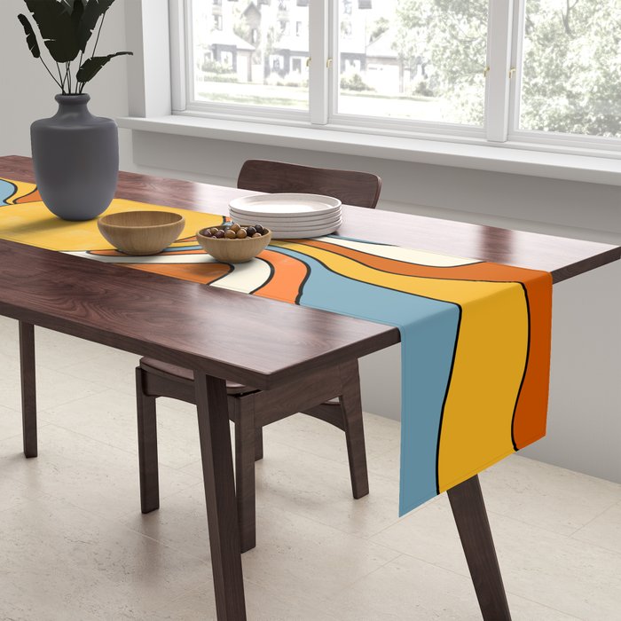Retro Groovy Sun, 70s Print Table Runner Gallery Image 2