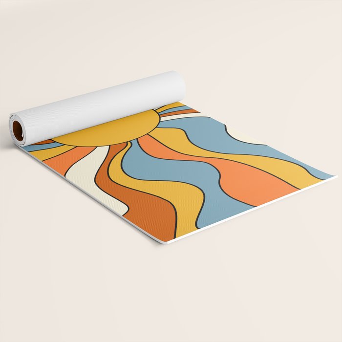Retro Groovy Sun, 70s Print Yoga Mat Gallery Image 2