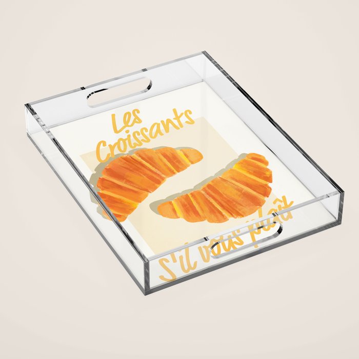 Croissants: Vintage Retro French Brunch Bakery Cafe Art Acrylic Tray Gallery Image 1