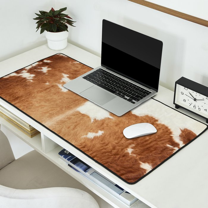 Rustic Farm Cowhide Print Desk Mat Gallery Image 2