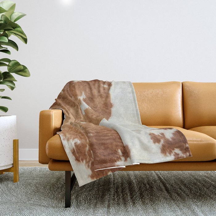 Rustic Farm Cowhide Print Throw Blanket Gallery Image 1