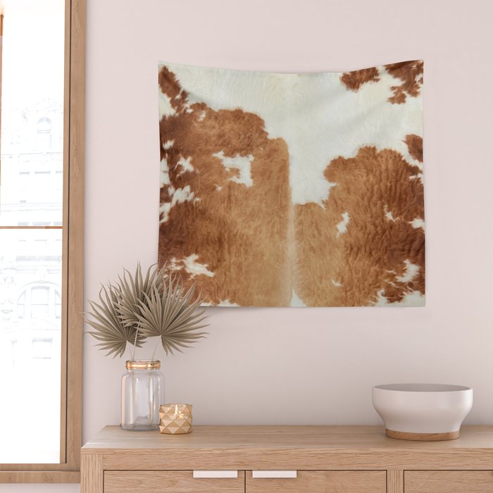 Rustic Farm Cowhide Print Wall Tapestry Gallery Image 2