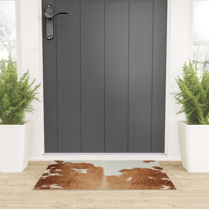 Rustic Farm Cowhide Print Welcome Mat Gallery Image 3