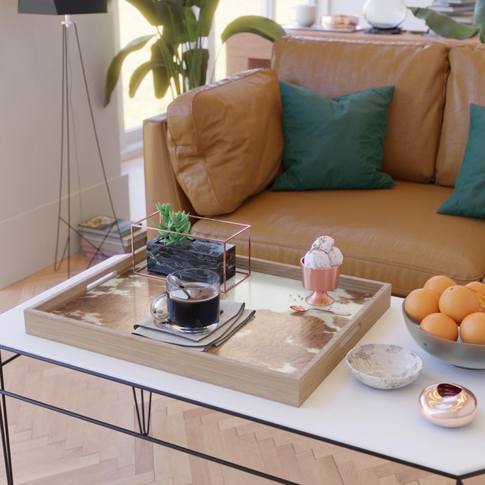 Rustic Farm Cowhide Print Serving Tray Gallery Image 2