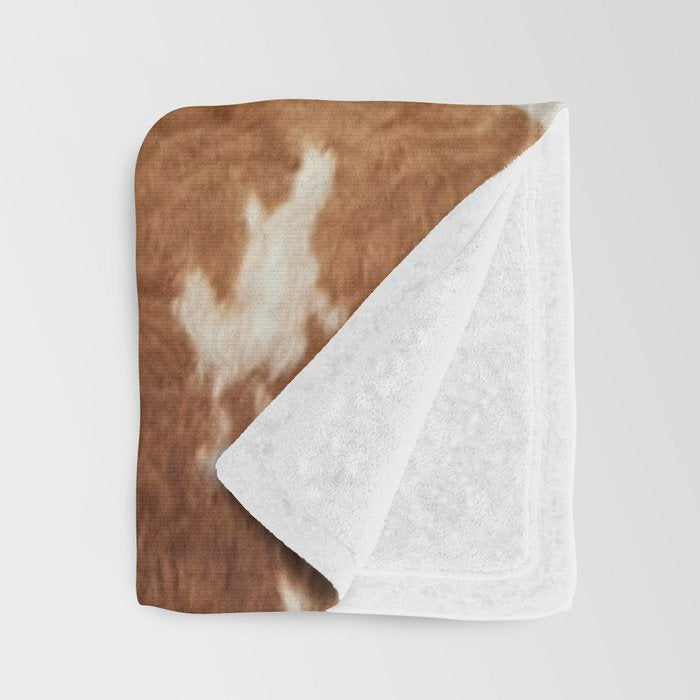 Rustic Farm Cowhide Print Throw Blanket Gallery Image 3