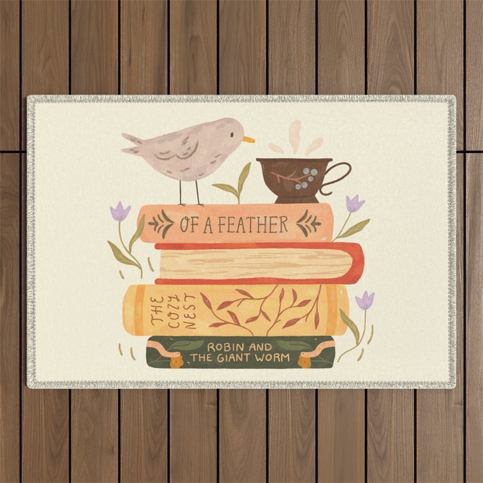 Bird's Book Stack Outdoor Rug Gallery Image 1