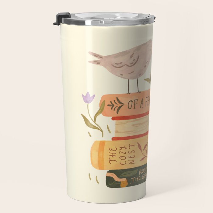 Bird's Book Stack Travel Mug Gallery Image 3