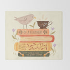 Bird's Book Stack Throw Blanket Gallery Image 2