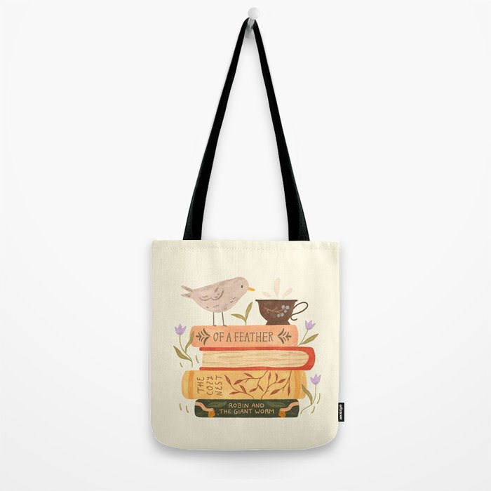 Bird's Book Stack Tote Bag Gallery Image 2