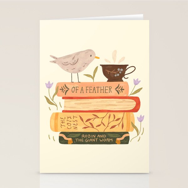 Bird's Book Stack Stationery Card Gallery Image 2