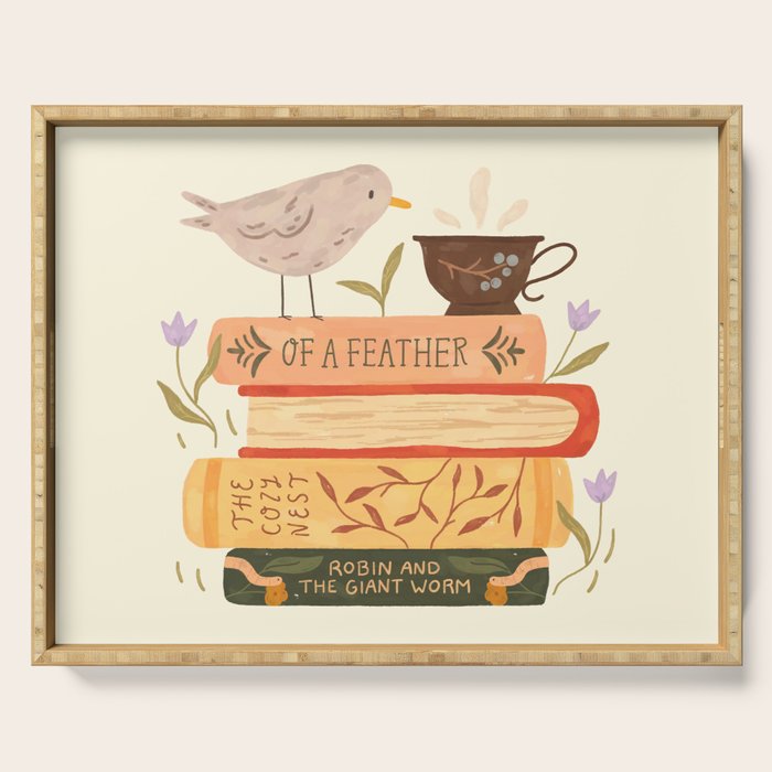 Bird's Book Stack Serving Tray Gallery Image 1