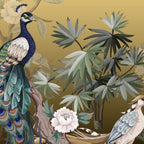 Chinoiserie Oriental Golden Peacock Fresco Art Coffee Mug Gallery Image 2
