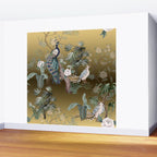 Chinoiserie Oriental Golden Peacock Fresco Art Wall Mural Gallery Image 2