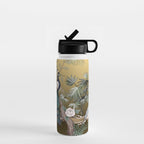 Chinoiserie Oriental Golden Peacock Fresco Art Water Bottle Gallery Image 1