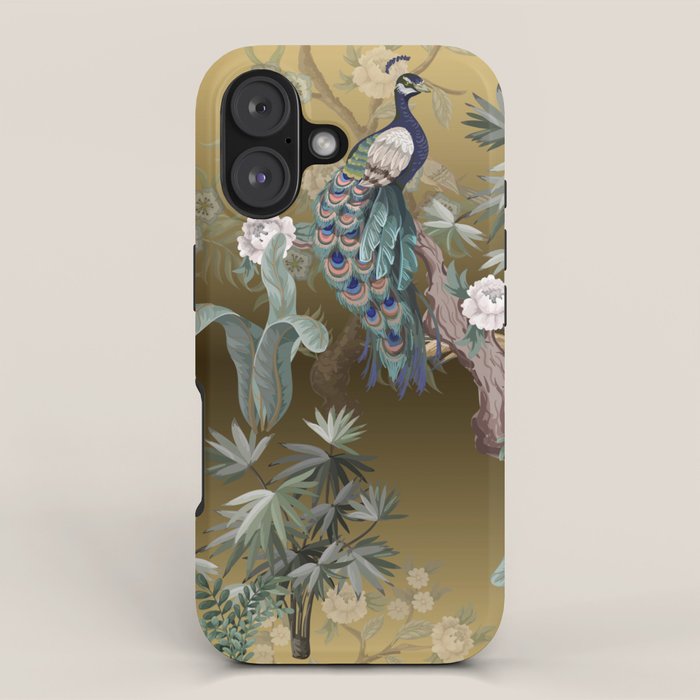 Chinoiserie Oriental Golden Peacock Fresco Art iPhone Case Gallery Image 1