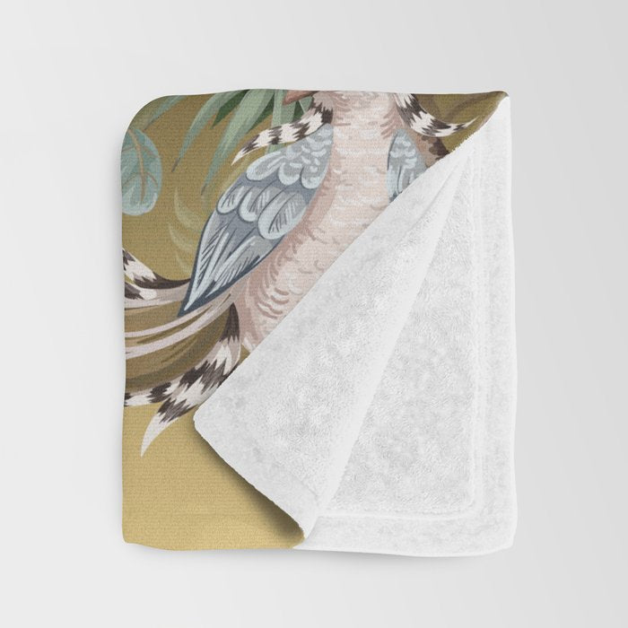 Chinoiserie Oriental Golden Peacock Fresco Art Throw Blanket Gallery Image 3