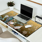 Chinoiserie Oriental Golden Peacock Fresco Art Desk Mat Gallery Image 2