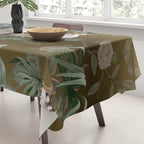 Chinoiserie Oriental Golden Peacock Fresco Art Tablecloth Gallery Image 3