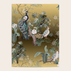 Chinoiserie Oriental Golden Peacock Fresco Art Poster Gallery Image 4