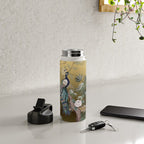 Chinoiserie Oriental Golden Peacock Fresco Art Water Bottle Gallery Image 4
