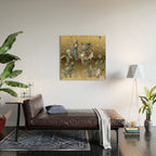 Chinoiserie Oriental Golden Peacock Fresco Art Wood Wall Art Gallery Image 2