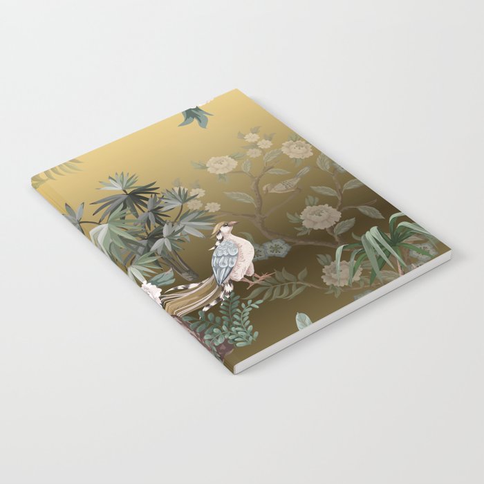 Chinoiserie Oriental Golden Peacock Fresco Art Notebook Gallery Image 2