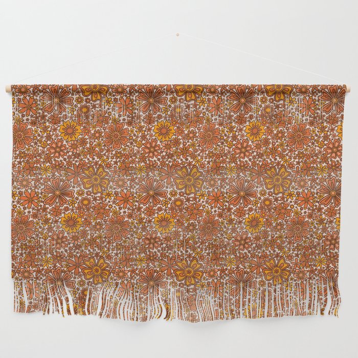 Groovy Sunflower Print in Cream Wall Hanging Gallery Image 1