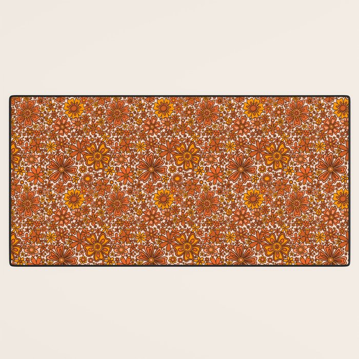 Groovy Sunflower Print in Cream Desk Mat Gallery Image 3