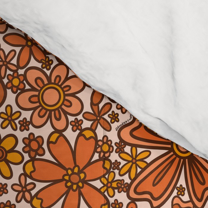 Groovy Sunflower Print in Cream Comforter Gallery Image 4