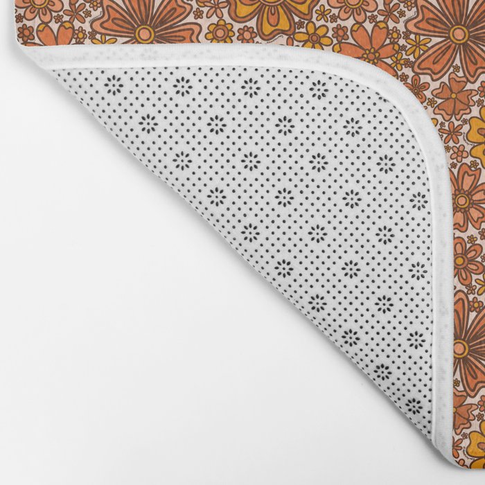 Groovy Sunflower Print in Cream Bath Mat Gallery Image 2