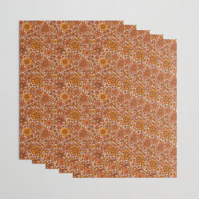 Groovy Sunflower Print in Cream Wrapping Paper Gallery Image 3