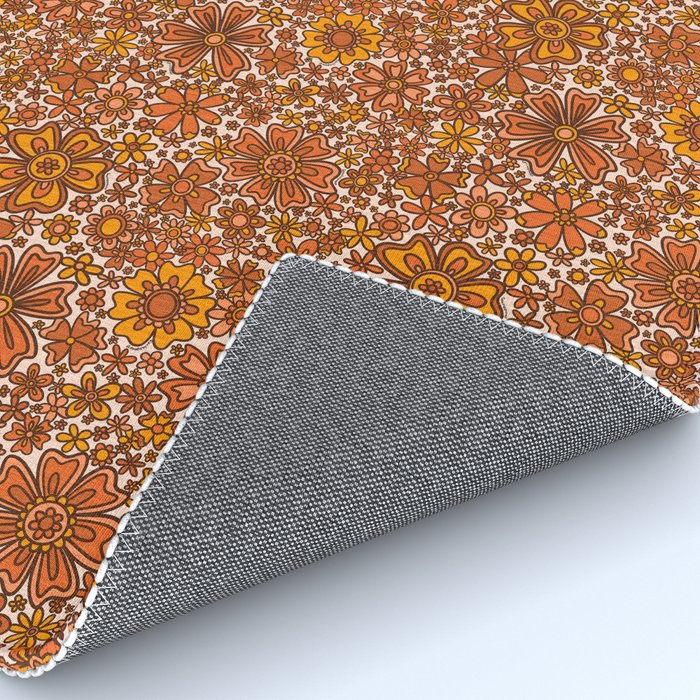 Groovy Sunflower Print in Cream Rug Gallery Image 4
