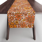 Groovy Sunflower Print in Cream Table Runner Gallery Image 1