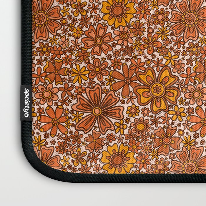 Groovy Sunflower Print in Cream Laptop Sleeve Gallery Image 3