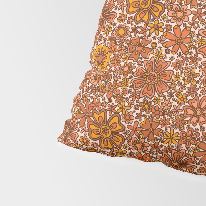 Groovy Sunflower Print in Cream Pillow Sham Gallery Image 4