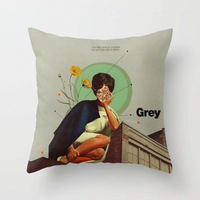 Grey Throw Pillow Gallery Image 1