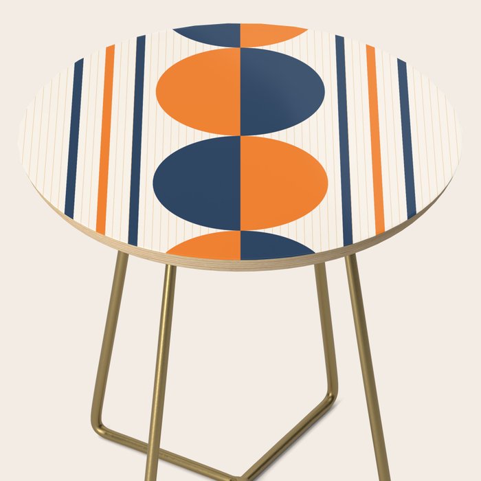Abstract Shapes 78 in Orange and Navy Blue Side Table Gallery Image 2