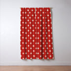Midcentury Stars and Dots Red and Cream Pattern Window Curtain Gallery Image 3