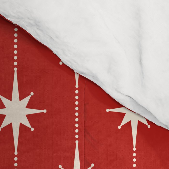 Midcentury Stars and Dots Red and Cream Pattern Comforter Gallery Image 4