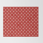 Midcentury Stars and Dots Red and Cream Pattern Throw Blanket Gallery Image 2