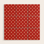 Midcentury Stars and Dots Red and Cream Pattern Wood Wall Art Gallery Image 1