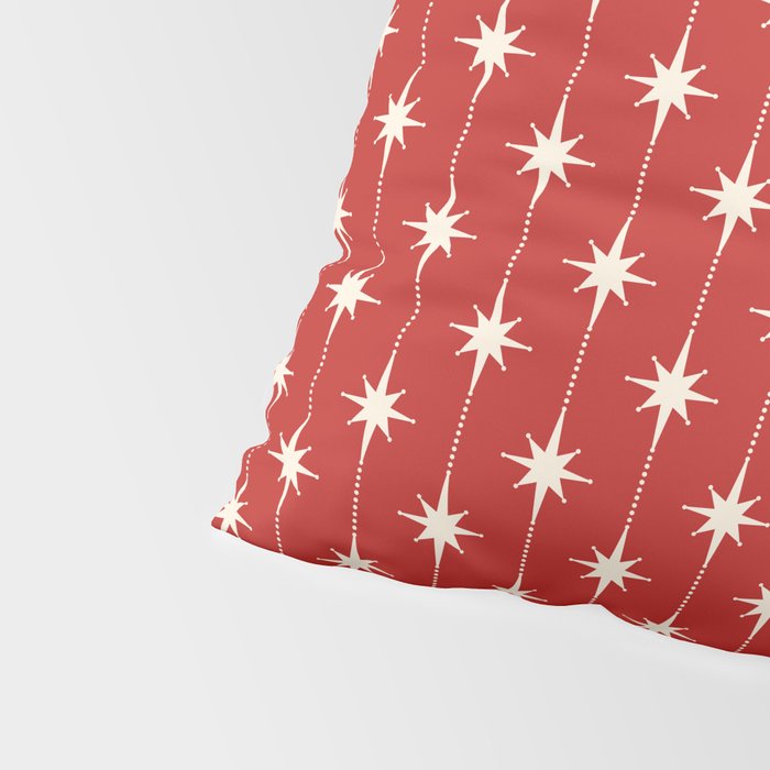 Midcentury Stars and Dots Red and Cream Pattern Pillow Sham Gallery Image 4