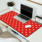 Midcentury Stars and Dots Red and Cream Pattern Desk Mat Gallery Image 2