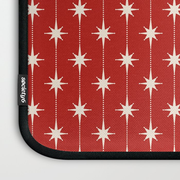 Midcentury Stars and Dots Red and Cream Pattern Laptop Sleeve Gallery Image 3