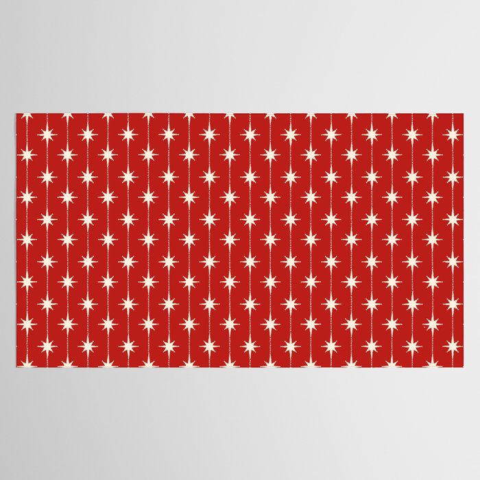 Midcentury Stars and Dots Red and Cream Pattern Tablecloth Gallery Image 2