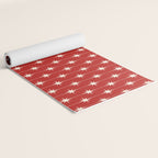Midcentury Stars and Dots Red and Cream Pattern Yoga Mat Gallery Image 2